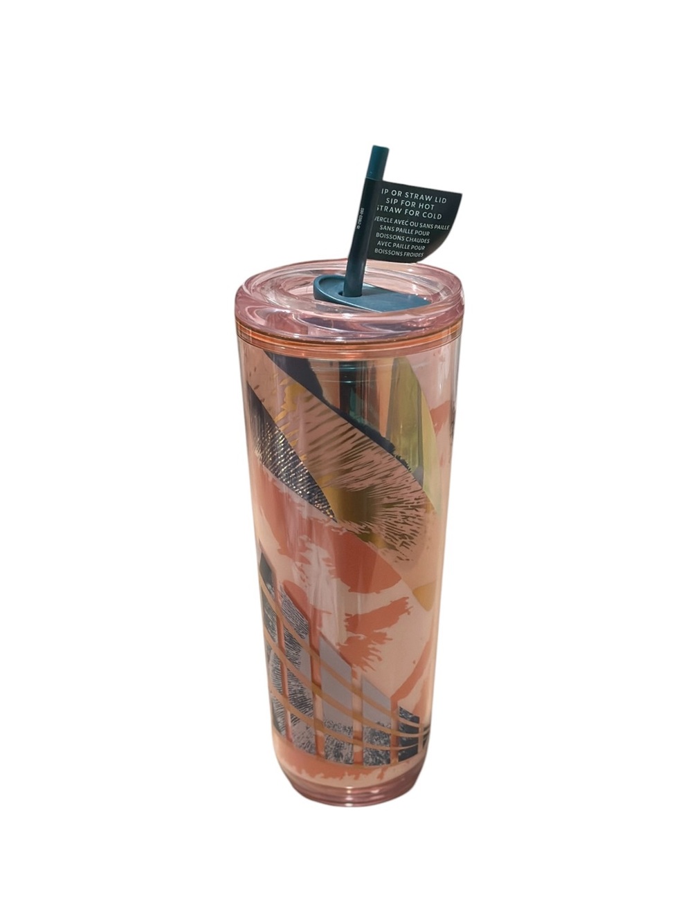 Starbucks Fall 2024 Abstract Coral Pink Orange 24oz Hot/Cold Tumbler Cup